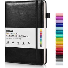 Lined Journal Notebook for Writing, A5 100 GSM Thick Paper, Leather Hardcover Journal for Woman Men, Travel Journal Diary 160 Pages(5.75'' X 8.38''Brown)