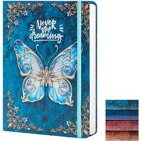 College Ruled Journal for Writing-B5 3D Butterfly Embossed Hardcover notebooks -Writing Journal for Women-with Elastic Closure Band, 192 Pages Lined Paper for School, Office, Home, 9" X 6.9"