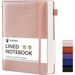 Lined Journal Notebook, 366 Pages, 100Gsm Leather Hardcover Journals for Writing Thick A5 College Ruled Classic Notebook with Pen Loop, Daily Journal for Women Men Travel Business Work Office