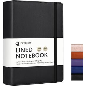 Lined Journal Notebook, 366 Pages, 100Gsm Leather Hardcover Journals for Writing Thick A5 College Ruled Classic Notebook with Pen Loop, Daily Journal for Women Men Travel Business Work Office
