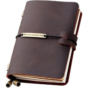 Refillable Handmade Travelers Notebook, Leather Travel Journal Notebook for Men & Women, Perfect for Writing, Gifts, Travelers, Small Size 5.2" x 4" Inches - Coffee