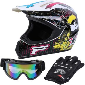 DOT Adult Offroad Helmet Motocross Helmet Dirt Bike ATV Motorcycle Helmet Gloves Goggles Compliant with FMVSS 218