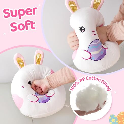 وسادة WEWILL أرنب عيد الفصح مقاس 15 بوصة مع آذان أرنب لطيفة وبيضة عيد الفصح - زميل لعب لطيف وأريكة/سرير ديكور هدية رائعة لعيد الفصح للأطفال الصغار الأولاد والبنات in Kuwait