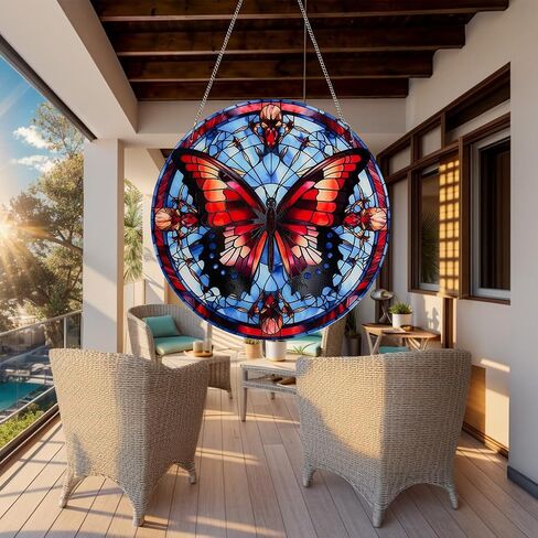 11.8'' Large Acrylic Stained Glass Window Hanging Decor,Stained Glass Window Hangings Kits Wall Art,Sun Catchers Indoor Window,Monarch Butterfly Decorations Suncatchers for Windows Hanging in Saudi Arabia