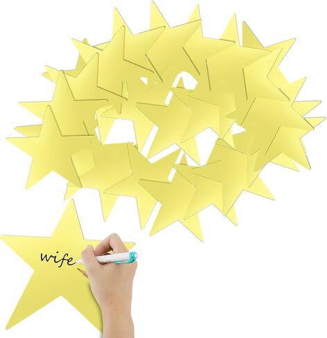 Gold Star Cutouts 24pcs Double Printed Glitter Paper Stars Confetti Cut Outs Decorations for Bulletin Board Wedding Party Supplies (Gold) (11in) in Saudi Arabia