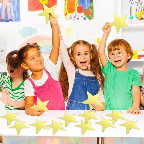 Gold Star Cutouts 24pcs Double Printed Glitter Paper Stars Confetti Cut Outs Decorations for Bulletin Board Wedding Party Supplies (Gold) (11in) in Saudi Arabia