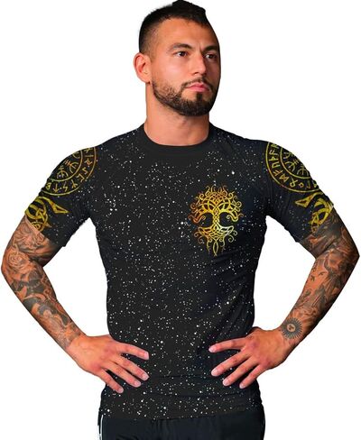 Ultra Soft Compression Shirt, Rash Guard Men Jiu Jitsu Short Sleeve Design 3D Viking MMA Compression Shirt in Saudi Arabia
