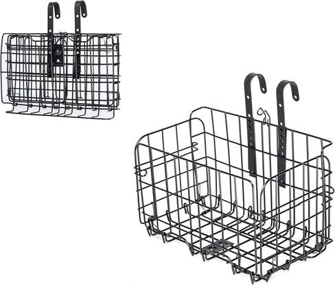 MEGHNA Bike Basket Metal Foldable Front Bicycle Basket Detachable Adjustable Height Iron Handlebar Basket Rear Bike Storage Basket no Liner Bag/with Liner Bag Waterproof Black Silver in Saudi Arabia