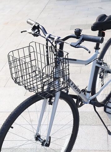 MEGHNA Bike Basket Metal Foldable Front Bicycle Basket Detachable Adjustable Height Iron Handlebar Basket Rear Bike Storage Basket no Liner Bag/with Liner Bag Waterproof Black Silver in Saudi Arabia