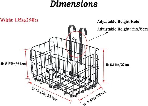 MEGHNA Bike Basket Metal Foldable Front Bicycle Basket Detachable Adjustable Height Iron Handlebar Basket Rear Bike Storage Basket no Liner Bag/with Liner Bag Waterproof Black Silver in Saudi Arabia