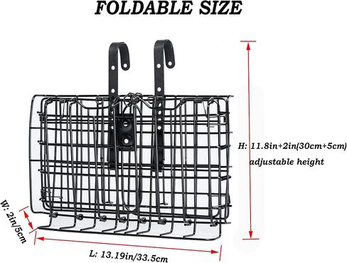 MEGHNA Bike Basket Metal Foldable Front Bicycle Basket Detachable Adjustable Height Iron Handlebar Basket Rear Bike Storage Basket no Liner Bag/with Liner Bag Waterproof Black Silver in Saudi Arabia