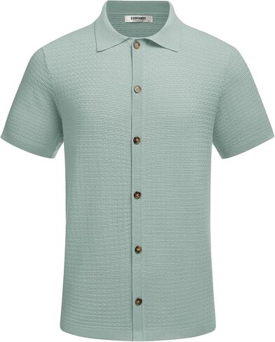 COOFANDY Men's 2 Piece Short Sets Casual Button Down Shirt and Shorts Set Knit Polo Set Vintage Summer Beach Outfits in Saudi Arabia