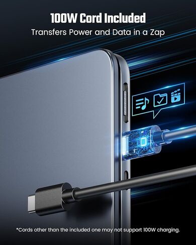 شاحن Superdanny USB C GaN 100W 3 منافذ سريع مدمج لشحن الحائط لأجهزة MacBook وThinkpad وiPhone 15/ Pro وSamsung وAndroid in Kuwait