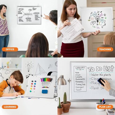 سبورة بيضاء قابلة للمسح الجاف، سبورة بيضاء مغناطيسية لسطح المكتب مقاس 16 × 12 بوصة من Aisuoker مع حامل و10 أقلام تحديد و10 مغناطيسات وممحاة واحدة، سبورة بيضاء محمولة مزدوجة الجوانب للأطفال لرسم مذكرة للقيام بها وقائمة الحائط in Saudi Arabia