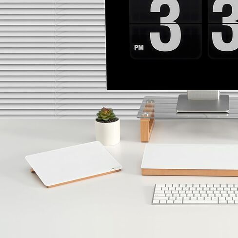 سبورة بيضاء زجاجية لسطح المكتب مع حامل خشبي قابل للعكس، لوحة بيضاء صغيرة، حامل سبورة بيضاء صغيرة قابلة للمسح الجاف للمكتب، مفكرة مكتبية قابلة لإعادة الاستخدام مقاس 9.5 بوصة × 6.7 بوصة للمنزل والمكتب، وتتضمن الملحقات، Yeoux in Saudi Arabia