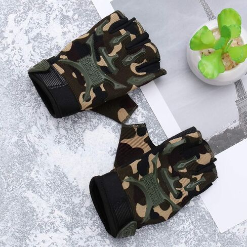 زوج واحد من قفازات Garneck للأطفال نصف إصبع قابلة للتنفس، قفازات مضادة للانزلاق مموهة للأطفال لركوب الدراجات وركوب الدراجات والتزلج على الجليد والرياضات الخارجية in Kuwait