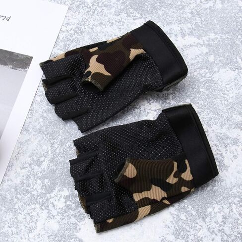 زوج واحد من قفازات Garneck للأطفال نصف إصبع قابلة للتنفس، قفازات مضادة للانزلاق مموهة للأطفال لركوب الدراجات وركوب الدراجات والتزلج على الجليد والرياضات الخارجية in Kuwait