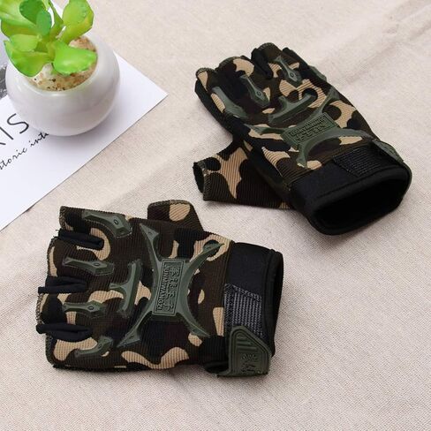 زوج واحد من قفازات Garneck للأطفال نصف إصبع قابلة للتنفس، قفازات مضادة للانزلاق مموهة للأطفال لركوب الدراجات وركوب الدراجات والتزلج على الجليد والرياضات الخارجية in Kuwait