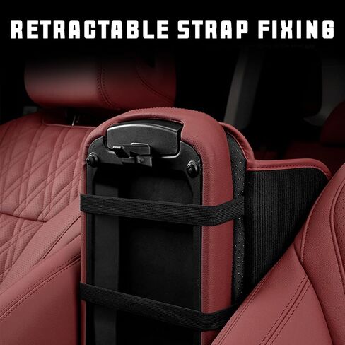 Car Armrest Box Mat, PU Leather Four Seasons Comfortable Breathable Waterproof Automotive Armrest Cover Center Console Cushion Protector, Universal for Most Vehicle, SUV, Truck, RV（Black） in Saudi Arabia