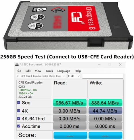 CFexpress Type-B 256GB Memory Card CFE CFB Adapter Compatible with XS Camera 8K RAW PCIe Expansion in Kuwait
