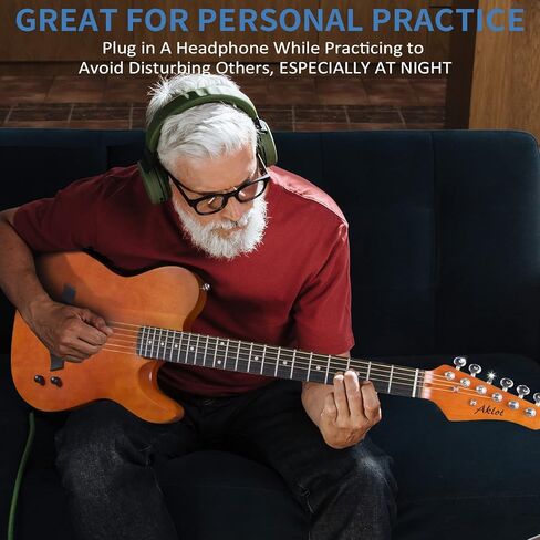AKLOT جيتار صامت صوتي كهربائي جيتار شعبي 38 بوصة للمبتدئين ومتوسطي الحجم قابل للنقل صلب من سلسلة Rengas مع حزام حقيبة أزعج وملحقات كاملة in Kuwait