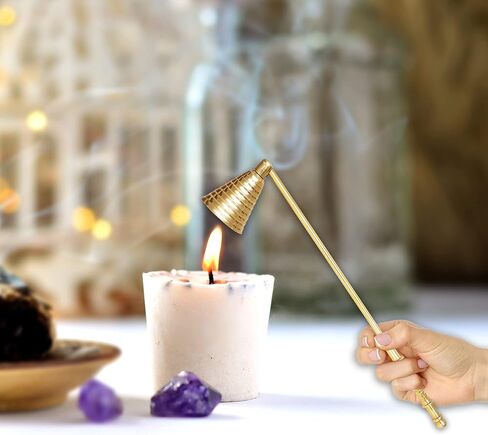Shubhkart Candle Snuffer Candle Snuffer Extinguisher Polished Brass Wick Snuffer with Long Handle for Putting OutCandles Flame Aromatherapy Essentials Accessory for Candle Lovers in Saudi Arabia