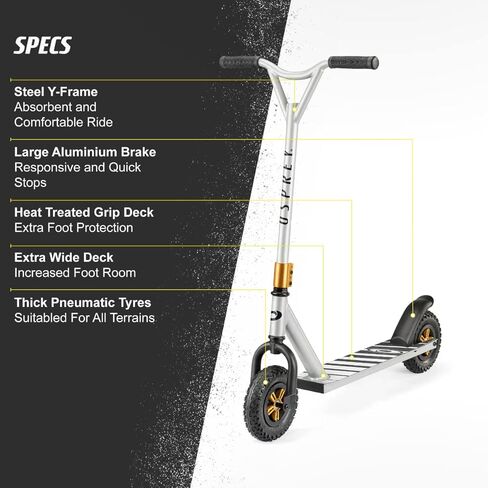 سكوتر Osprey Decoy Dirt Scooter، سكوتر لجميع التضاريس مع إطارات هوائية، للبالغين والأطفال على الطرق الوعرة، سكوتر للأولاد والبنات in Kuwait
