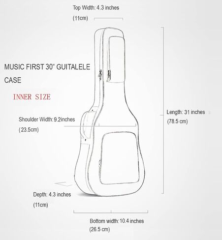 MUSIC FIRST التصميم الأصلي 15mm سميكة خمر نمط الجينز القماش / الدنيم Gutalele حالة، حقيبة Guitalele، حالة الغيتار الناعمة. حقيبة ظهر جيتاليلي! (30 ~ 31 بوصة) يرجى التحقق من الصورة رقم 2 وقياس جيتارك! in Kuwait