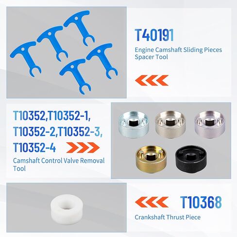 مجموعة أدوات توقيت المحرك لمحرك VW Audi TSI TFSI EA888 1.8L 2.0L، مع أداة فاصل القطع المنزلقة لعمود الحدبات T40191 الإضافية، T10355 بكرة العمود المرفقي التي تحمل مفتاح ربط T40098 T40267 T40271 in Kuwait