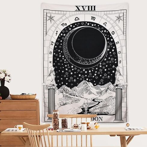 Tarot Tapestry The Moon The Star The Sun Tapestry Medieval Europe Divination Tapestry Wall Hanging Tapestries Mysterious Wall Tapestry Home Decor in Kuwait