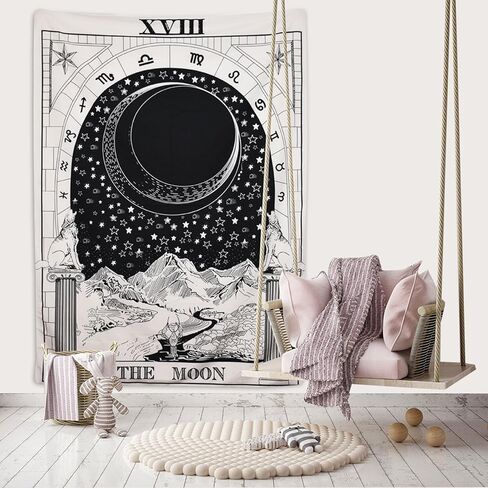Tarot Tapestry The Moon The Star The Sun Tapestry Medieval Europe Divination Tapestry Wall Hanging Tapestries Mysterious Wall Tapestry Home Decor in Kuwait