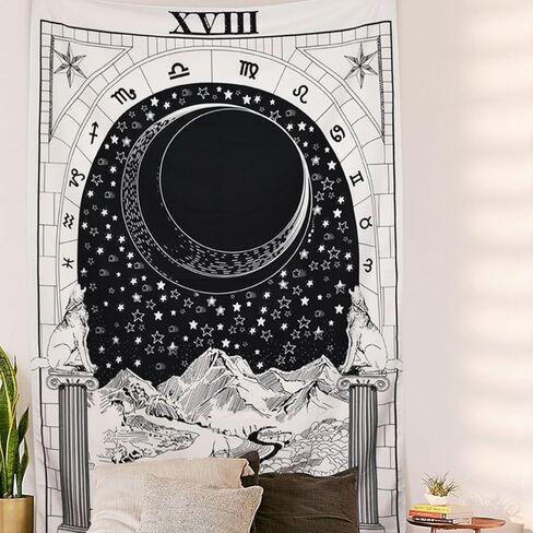 Tarot Tapestry The Moon The Star The Sun Tapestry Medieval Europe Divination Tapestry Wall Hanging Tapestries Mysterious Wall Tapestry Home Decor in Kuwait
