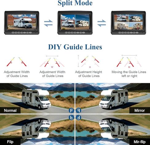 نظام كاميرا RV لاسلكي 4 قنوات، كاميرا رؤية أمامية/خلفية/جانبية بدقة 1080 بكسل، كاميرا احتياطية مع شاشة 7 بوصة، تسجيل، محول لـ Furrion سلكي مسبقًا، كاميرا احتياطية لاسلكية للمركبات الترفيهية والشاحنات والمقطورة in Kuwait