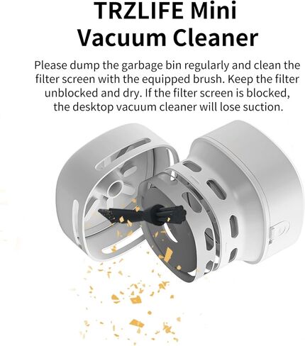 TRZLIFE Desk Vacuum Cleaner, Upgraded Mini Table Vacuum Improved Details Higher Suction More Durable Rechargeable Mini Vac Sucks up Tiny Items Crumbs Flakes for Desktop Drawer Countertop in Saudi Arabia
