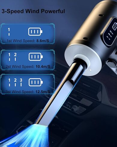 منفضة هواء مضغوطة من ليهان، منظف منفاخ هواء كهربائي مع ضوء LED للكمبيوتر ولوحة المفاتيح والمنزل والسيارة والمكتب، منفاخ هواء صغير محمول قابل لإعادة الشحن ومحمول لاسلكيًا لكرة سرير قابلة للنفخ in Kuwait