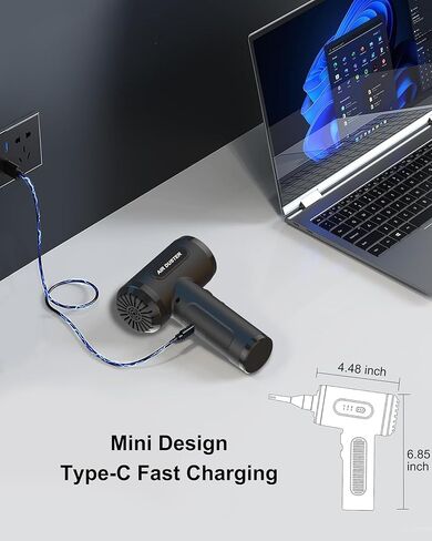 منفضة هواء مضغوطة من ليهان، منظف منفاخ هواء كهربائي مع ضوء LED للكمبيوتر ولوحة المفاتيح والمنزل والسيارة والمكتب، منفاخ هواء صغير محمول قابل لإعادة الشحن ومحمول لاسلكيًا لكرة سرير قابلة للنفخ in Kuwait