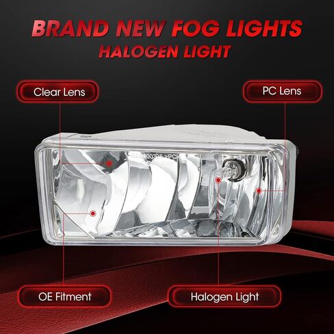 Driving Fog Light Assembly Replacement For 2008-2014 Chevy Silverado 2007-2011 Avalanche 2007-2014 Suburban and Tahoe GMC Sierra/Yukon With H16 12V 19W Halogen Bulbs​(Clear Lens) in Kuwait