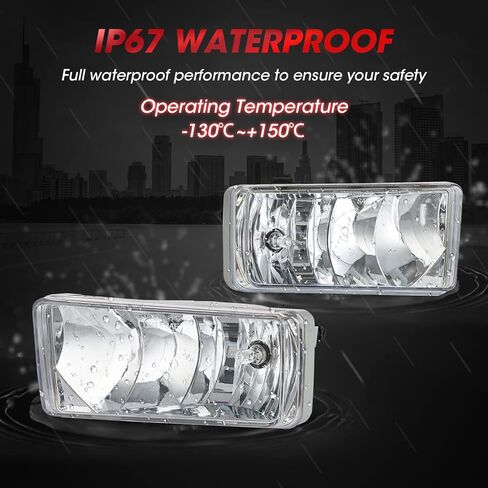 Driving Fog Light Assembly Replacement For 2008-2014 Chevy Silverado 2007-2011 Avalanche 2007-2014 Suburban and Tahoe GMC Sierra/Yukon With H16 12V 19W Halogen Bulbs​(Clear Lens) in Kuwait
