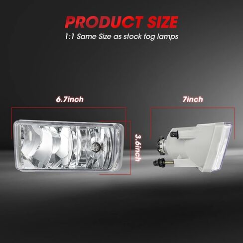 Driving Fog Light Assembly Replacement For 2008-2014 Chevy Silverado 2007-2011 Avalanche 2007-2014 Suburban and Tahoe GMC Sierra/Yukon With H16 12V 19W Halogen Bulbs​(Clear Lens) in Kuwait