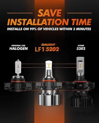 5202 مصابيح ضباب LED أو DRL، 6000 لومن 6000k 400% سطوع أبيض بديل ضوء الضباب للسيارات/الشاحنات، 5201 PS19W مصابيح ضباب خفيفة، غير قطبية، حزمة من 2 in Saudi Arabia