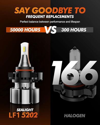 5202 مصابيح ضباب LED أو DRL، 6000 لومن 6000k 400% سطوع أبيض بديل ضوء الضباب للسيارات/الشاحنات، 5201 PS19W مصابيح ضباب خفيفة، غير قطبية، حزمة من 2 in Saudi Arabia