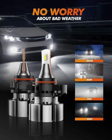 5202 مصابيح ضباب LED أو DRL، 6000 لومن 6000k 400% سطوع أبيض بديل ضوء الضباب للسيارات/الشاحنات، 5201 PS19W مصابيح ضباب خفيفة، غير قطبية، حزمة من 2 in Saudi Arabia