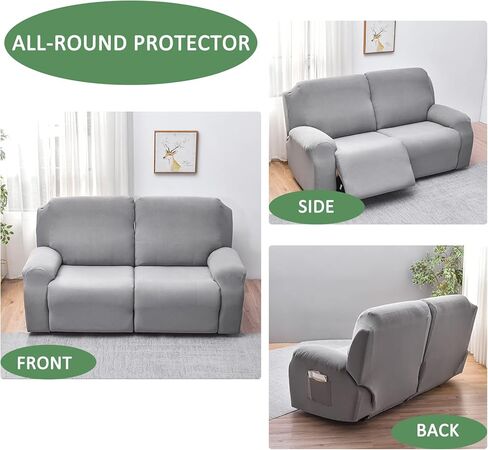 غطاء كرسي HAOYONG Loveseat 6 قطع من أغطية الأريكة القابلة للتمدد مع جيب وغطاء غير قابل للانزلاق مع أشرطة مرنة وواقي أثاث كرسي قابل للغسل in Kuwait