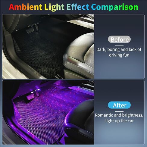 Wireless Interior Car Lights with Remote RGB Sound Control Ambient Neon Accent Starry Lighting Kits USB Rechargeable Magnetic Underglow LED Atmosphere Lights for Car Truck SUV 2Pcs in Saudi Arabia
