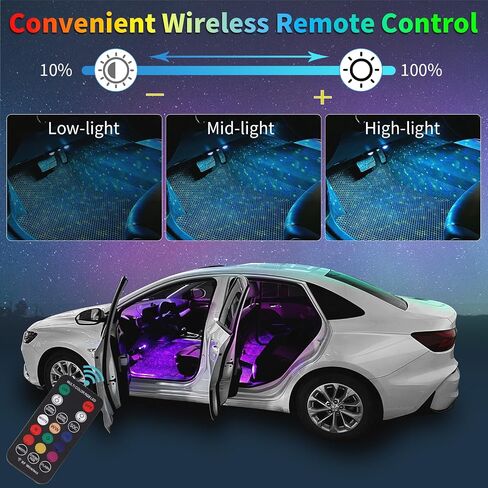Wireless Interior Car Lights with Remote RGB Sound Control Ambient Neon Accent Starry Lighting Kits USB Rechargeable Magnetic Underglow LED Atmosphere Lights for Car Truck SUV 2Pcs in Saudi Arabia