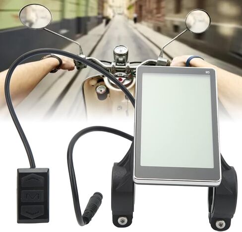 جهاز كمبيوتر لركوب الدراجات E-Scooter، لوحة عرض LCD M5 مع موصل مقاوم للماء 6Pin للسكوتر الكهربائي وضع العلامات الافتراضية 36 فولت (متوافق مع 24 فولت 48 فولت 60 فولت) in Saudi Arabia