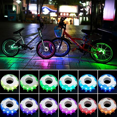 Bike Wheel Hub Light for Kids, Balance Bike Light, 12 Colors 37 Mode, Touch Button, Vibration Sense Switch, Safety Warning Decoration for Night Riding, Stocking Stuffer, Pack 2 in Saudi Arabia