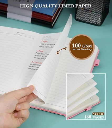 دفتر يوميات مبطن للكتابة، ورق سميك A5 100 جرام في المتر المربع، مجلة غلاف جلدي للنساء والرجال، مذكرات يوميات السفر 160 صفحة (5.75 بوصة × 8.38 بوصة بني) in Kuwait
