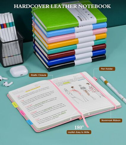 دفتر يوميات مبطن للكتابة، ورق سميك A5 100 جرام في المتر المربع، مجلة غلاف جلدي للنساء والرجال، مذكرات يوميات السفر 160 صفحة (5.75 بوصة × 8.38 بوصة بني) in Kuwait