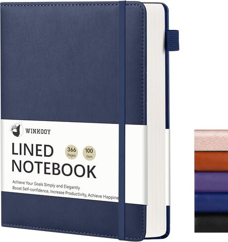 Lined Journal Notebook, 366 Pages, 100Gsm Leather Hardcover Journals for Writing Thick A5 College Ruled Classic Notebook with Pen Loop, Daily Journal for Women Men Travel Business Work Office in Kuwait